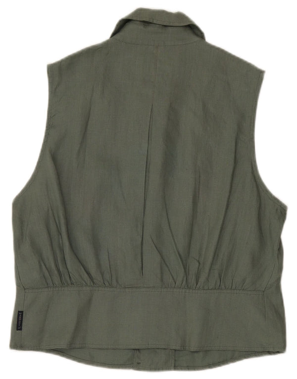 Armani Jeans Blusa sin mangas con doble botonadura para mujer IT 48 XL Caqui