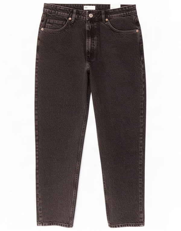 Zara Jeans Mom de talle alto y cónicos para mujer EU 44 XL W30 L27 Algodón negro
