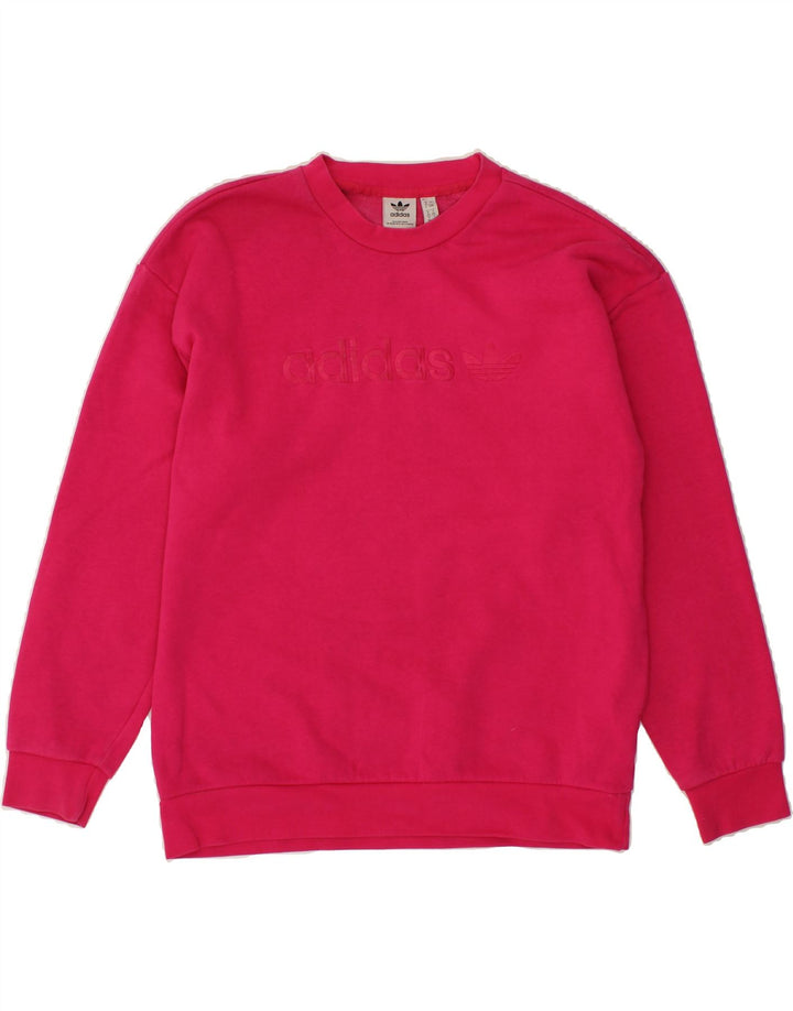 ADIDAS Womens Oversized Graphic Sweatshirt Jumper UK 8 Small  Pink Vintage Adidas and Second-Hand Adidas from Messina Hembry 