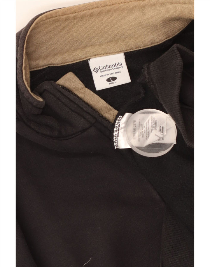 COLUMBIA Sudadera con cuello y cremallera para hombre, jersey grande de algodón negro