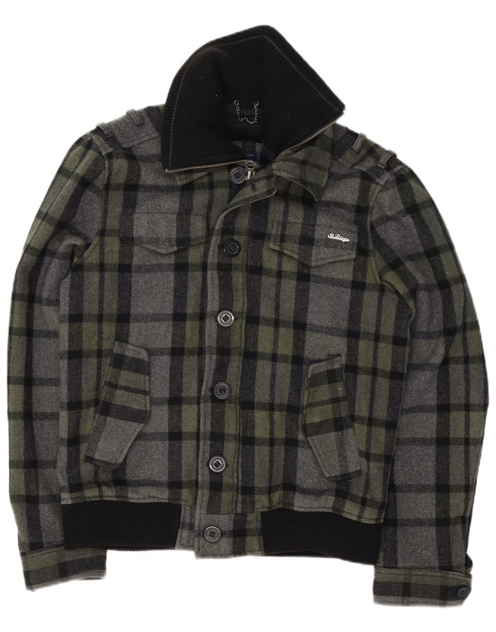 Vintage hombres bomber chaqueta Reino Unido 40 gran gris comprobar lana