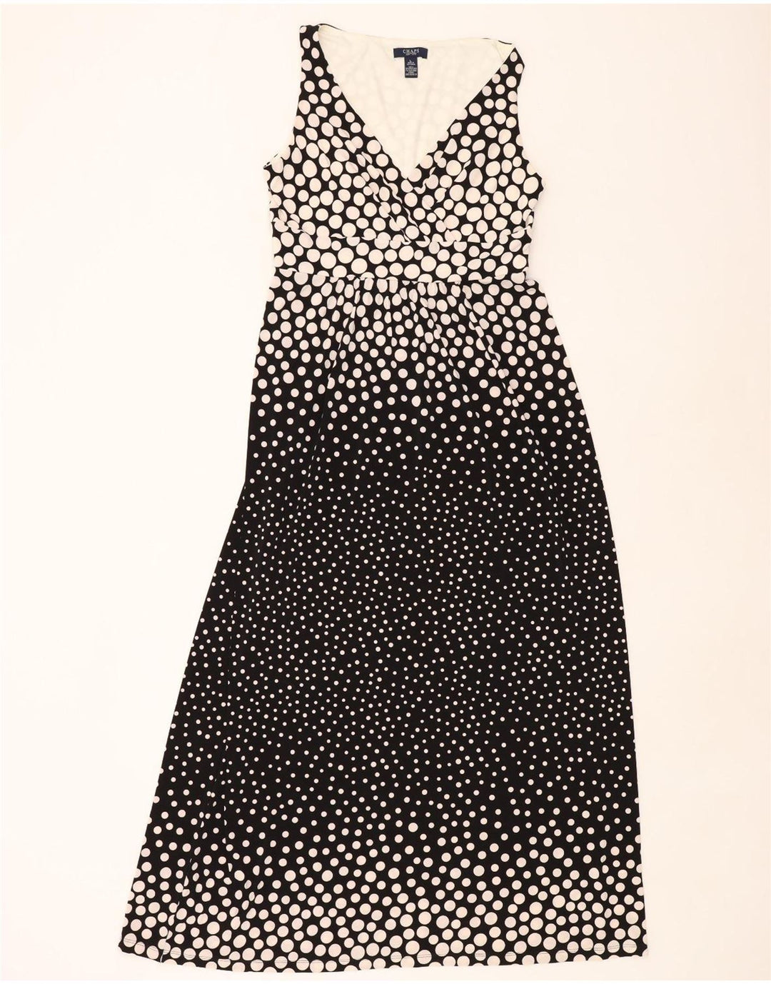 CHAPS Vestido largo sin mangas para mujer UK 44 Grande Poliéster con lunares negros