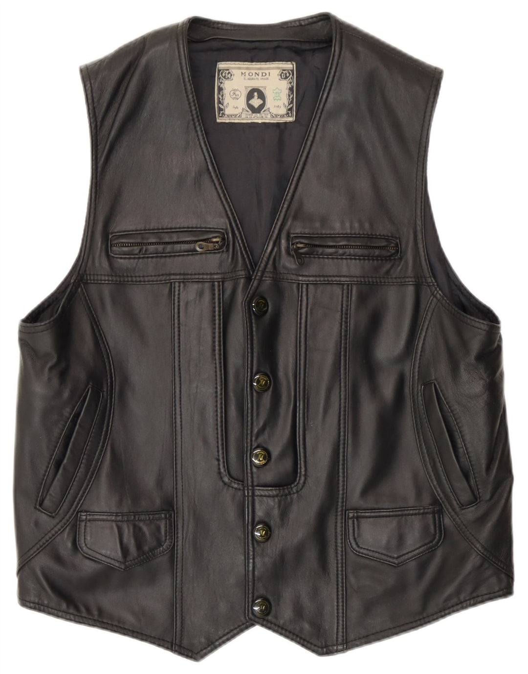 Mondi Chaleco de cuero para hombre UK 36 Small Negro