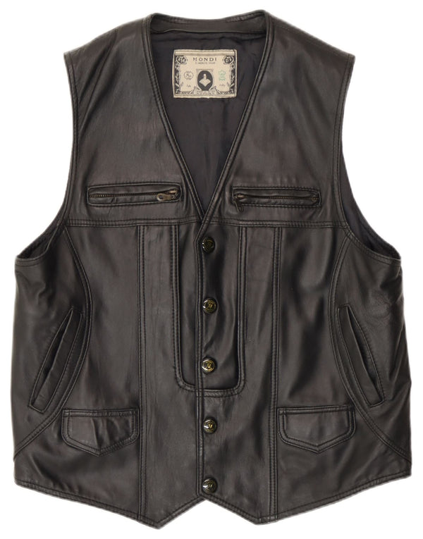 Mondi Chaleco de cuero para hombre UK 36 Small Negro