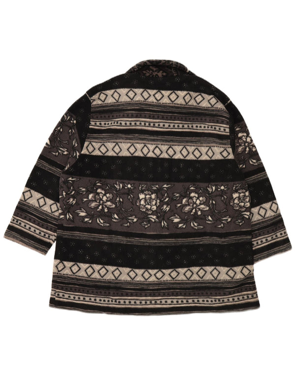 Vintage mujer longline chaqueta polar Reino Unido 20 2XL gris Fair Isle