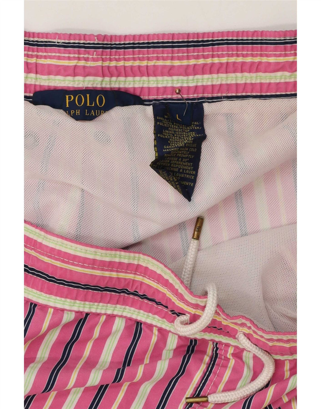 Polo Ralph Lauren - Bañador para hombre, talla grande, color rosa, poliéster a rayas
