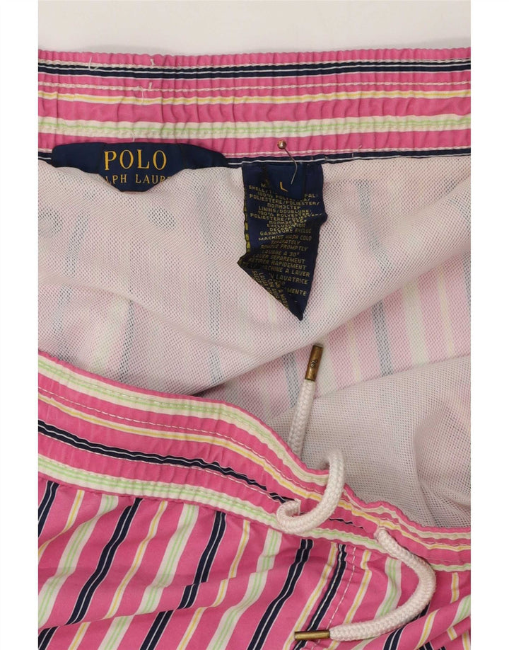 Polo Ralph Lauren - Bañador para hombre, talla grande, color rosa, poliéster a rayas