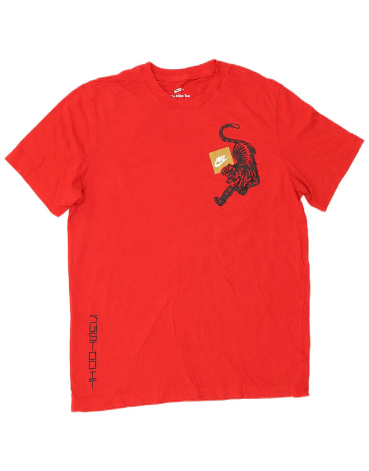 Nike - Camiseta gráfica para hombre, parte superior de algodón rojo mediano