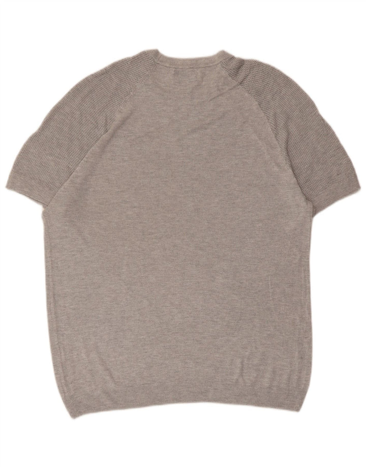 ZARA Hombre Jersey Jersey Manga Corta Cuello Redondo XL Gris