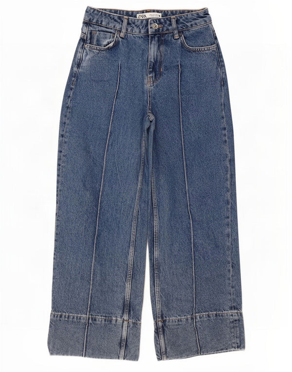 Zara Vaqueros Sueltos De Cintura Alta Para Mujer EU 32 2XS W22 L25 Algodón Azul