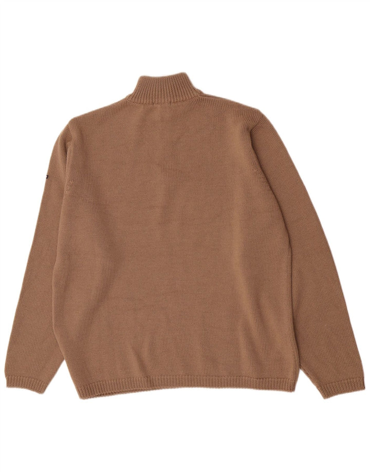 Canadiens - Jersey con cuello y cremallera para hombre, talla grande, lana marrón