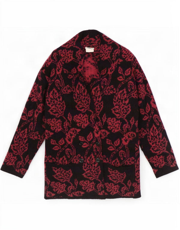 Laura Ashley Suéter tipo cárdigan largo para mujer UK 10 Small Black Floral
