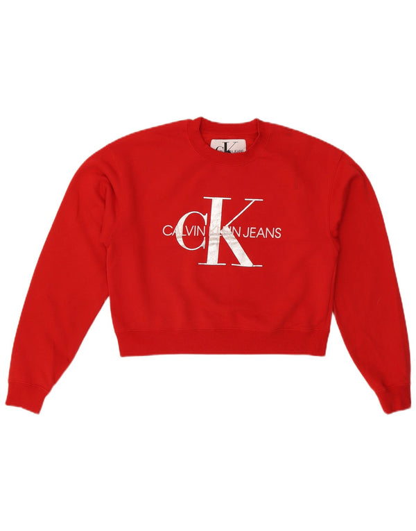 CALVIN KLEIN JEANS Sudadera corta extragrande para mujer UK 6 XS Rojo