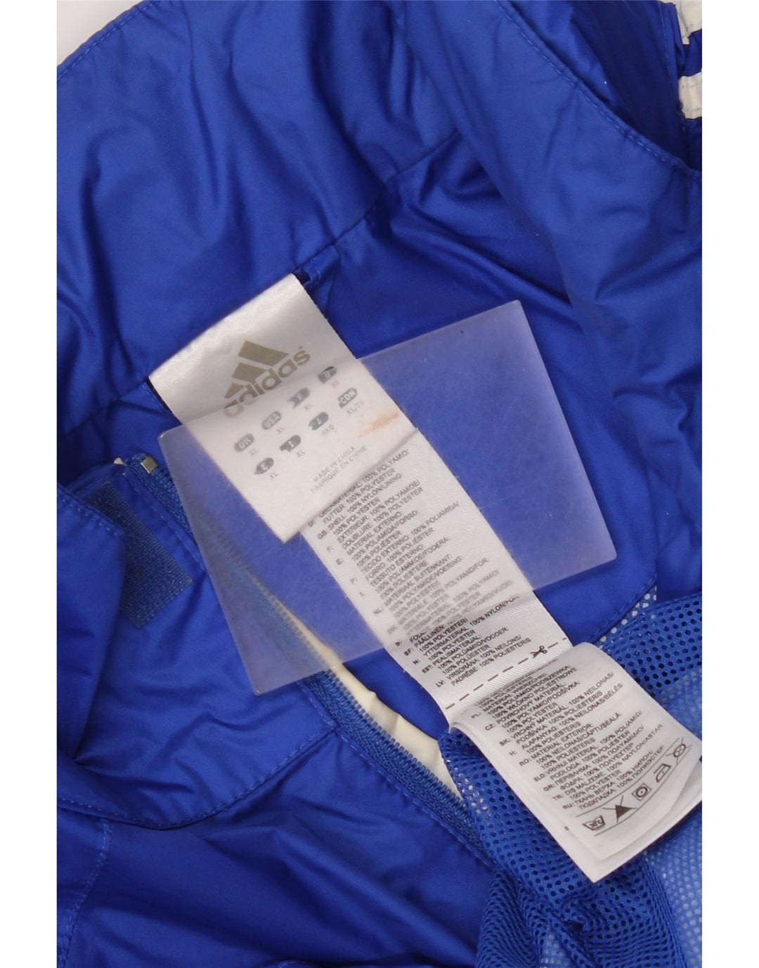 Adidas Chaqueta impermeable con capucha para hombre UK 42 XL Poliamida azul