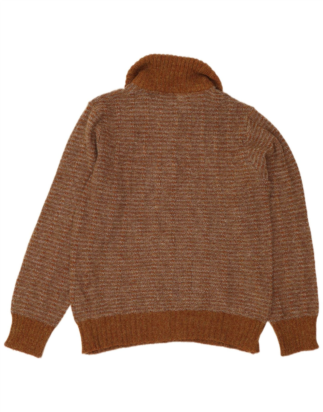 VINTAGE Jersey de cuello polo para hombre IT 50 Acrílico a rayas marrón medio