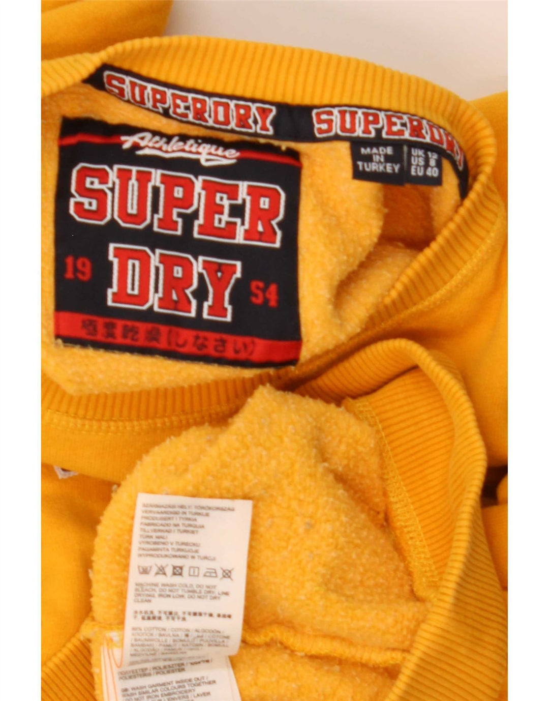 Superdry Sudadera con gráfico extragrande para mujer, talla 40, color amarillo mediano