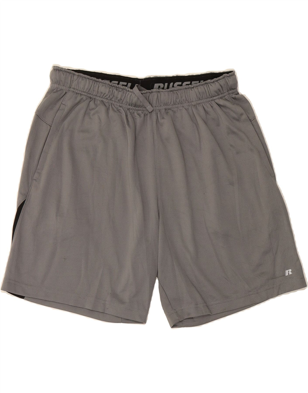 RUSSELL ATHLETIC Mens Sport Shorts Large  Grey Colourblock Polyester Vintage Russell Athletic and Second-Hand Russell Athletic from Messina Hembry 