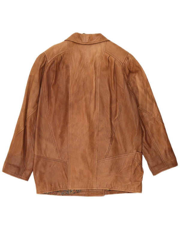 Vintage mujer chaqueta de cuero de gran tamaño Reino Unido 10 pequeño beige