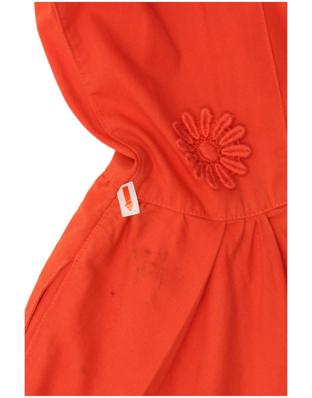 FIORUCCI Vestido evasé sin mangas para mujer IT 46 Algodón floral naranja grande