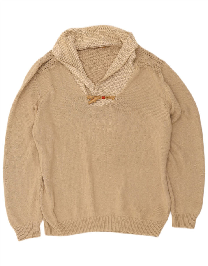 Massimo Dutti Jersey Hombre con Cuello Chal 2XL Algodón Beige