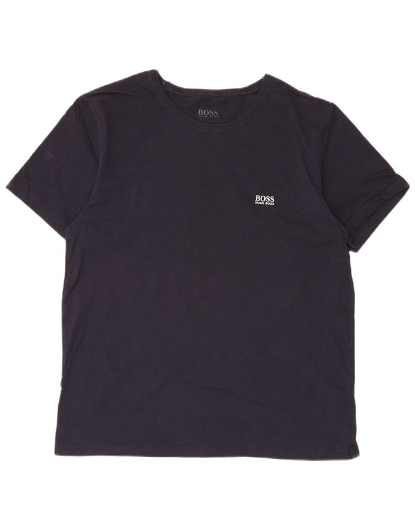 Hugo Boss Hombre Camiseta Top Grande Azul Marino Algodón