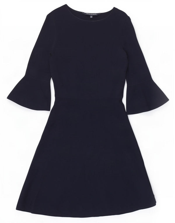 French Connection Vestido tipo jersey de manga 3/4 para mujer UK 6 XS Viscosa azul marino