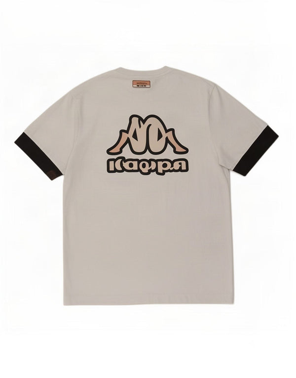 Kappa Hombre Camiseta Gráfica Top Small Blanco Colorblock Algodón