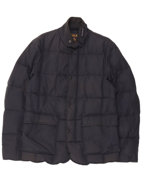 Woolrich Mens Padded Jacket UK 38 Medium Navy Blue Cotton