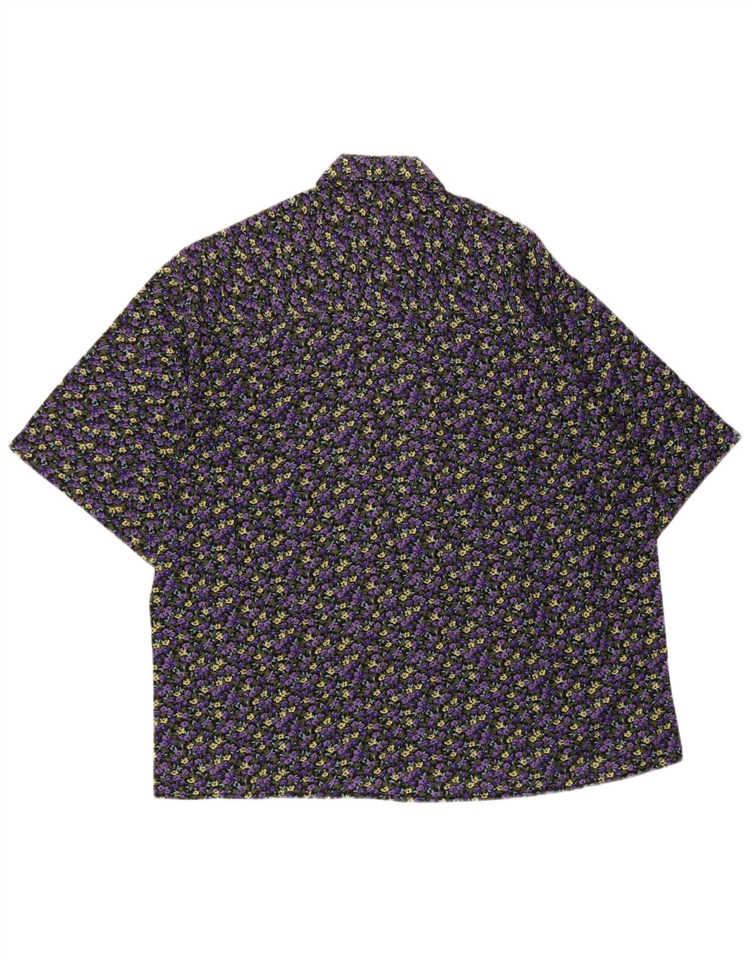 Vintage hombres camisa de manga corta medio púrpura floral