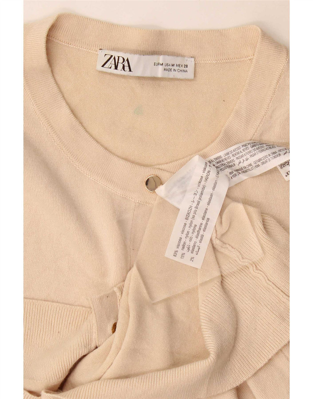 Zara Mujer Cárdigan Suéter UK 42 Viscosa Beige Medio