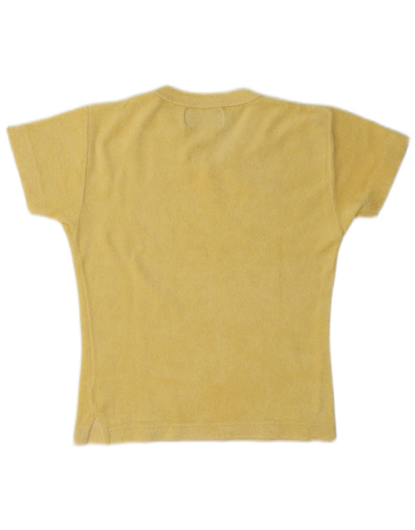 Lee Camiseta Corta de Terciopelo para Mujer UK 10 Small Yellow Cotton