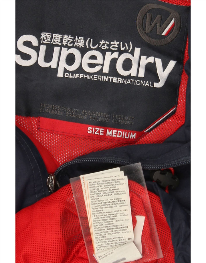 SUPERDRY Chaqueta cortavientos con capucha para hombre UK 38 Medium Azul marino Poliéster
