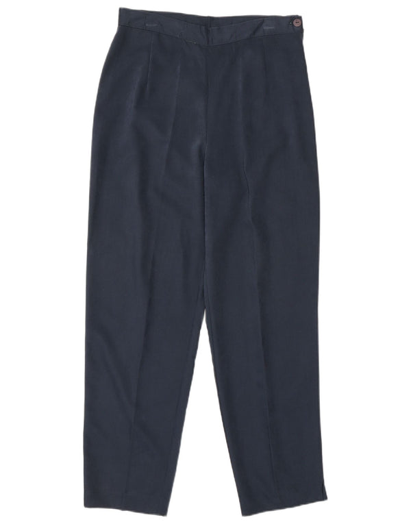 Vintage mujer cónico pantalones recortados IT 42 Medio W26 L25 Azul Marino