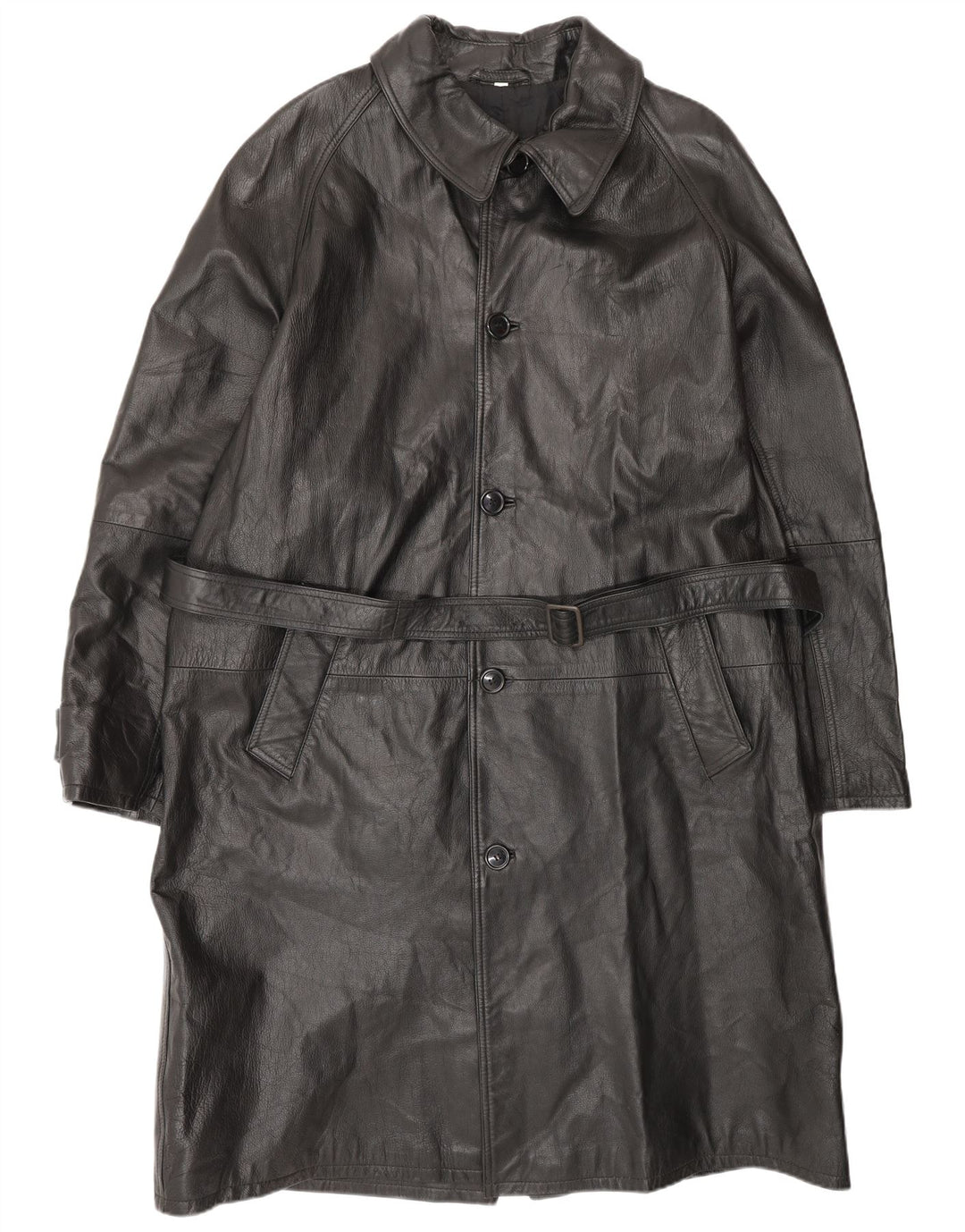 VINTAGE Abrigo de cuero para hombre IT 52 XL Cuero negro