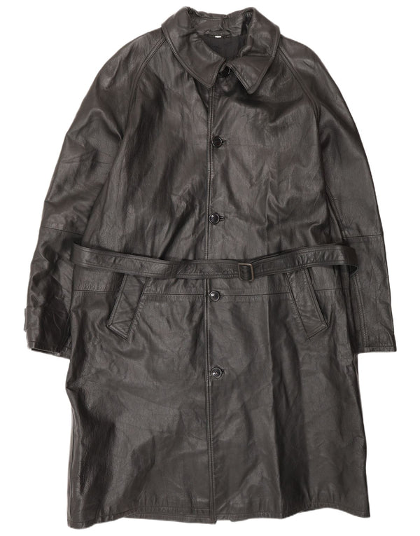 VINTAGE Abrigo de cuero para hombre IT 52 XL Cuero negro