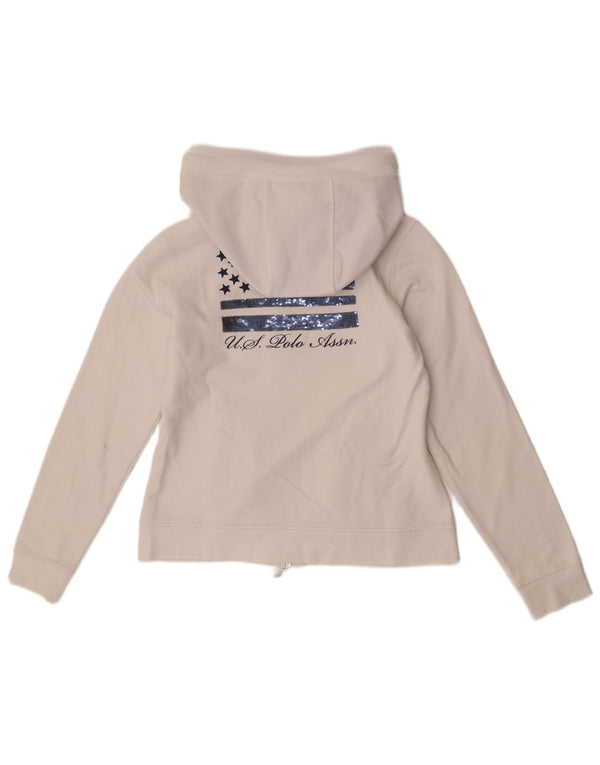Asociación de Polo de EE. UU. Suéter con capucha y cremallera para mujer UK 10 Small White Cotton