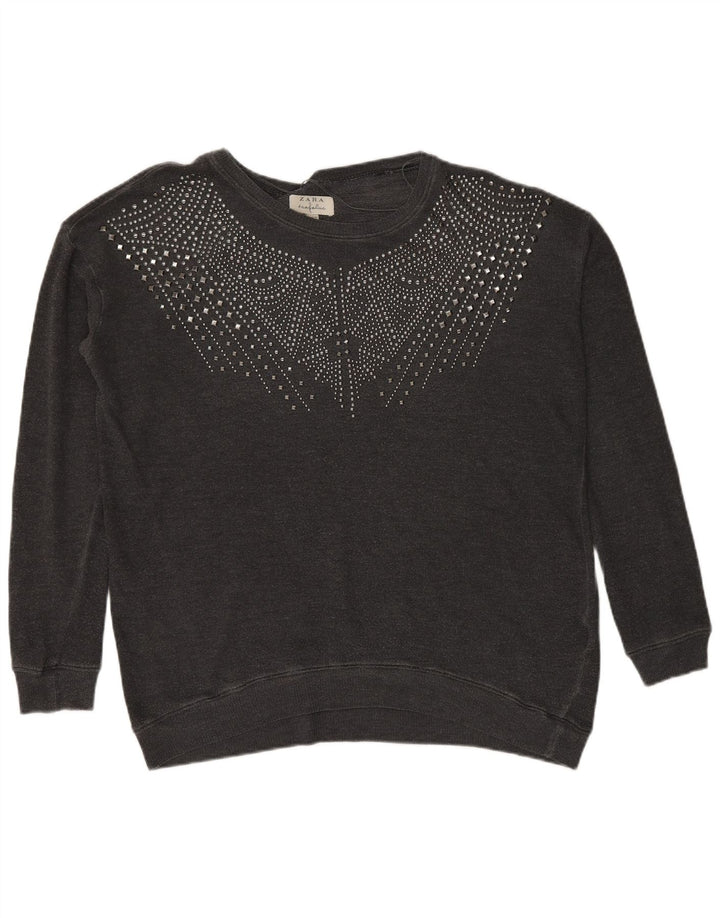 Zara Mujer Trafaluc Sudadera Jumper UK 44 Gris Medio