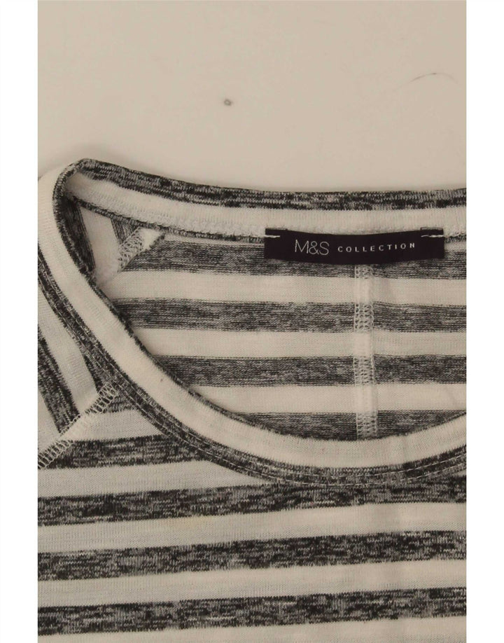 Marks & Spencer Top para mujer manga 3/4 UK 46 Grande Blanco Rayas