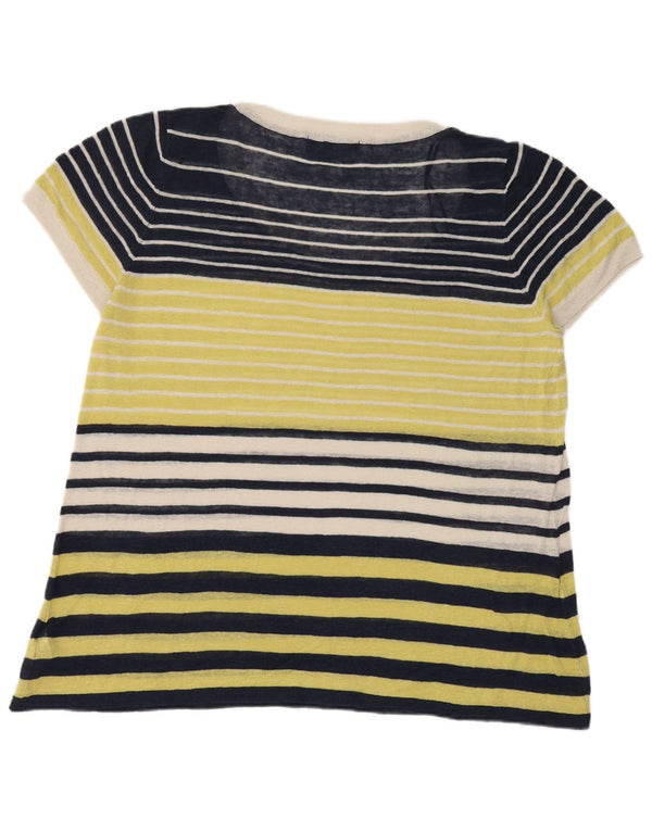 Marks & Spencer Camiseta para mujer Top UK 20 2XL Lino a rayas azul marino