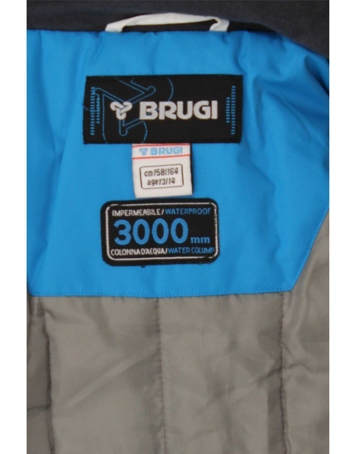 Brugi Chubasquero con capucha para niños 13-14 años, color azul