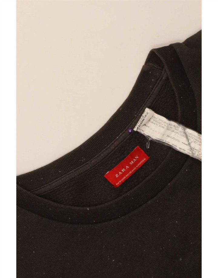 Zara Hombre Sudadera Jumper Medium Negro Algodón