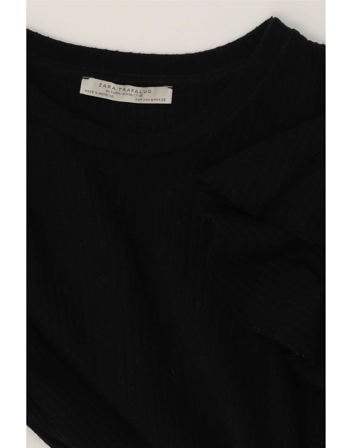 Zara Mujer Blusa Top UK 42 Mediano Negro