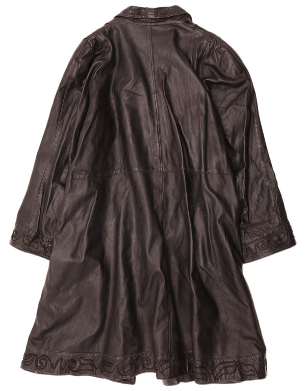 Abrigo de cuero vintage para mujer IT 50 XL Negro