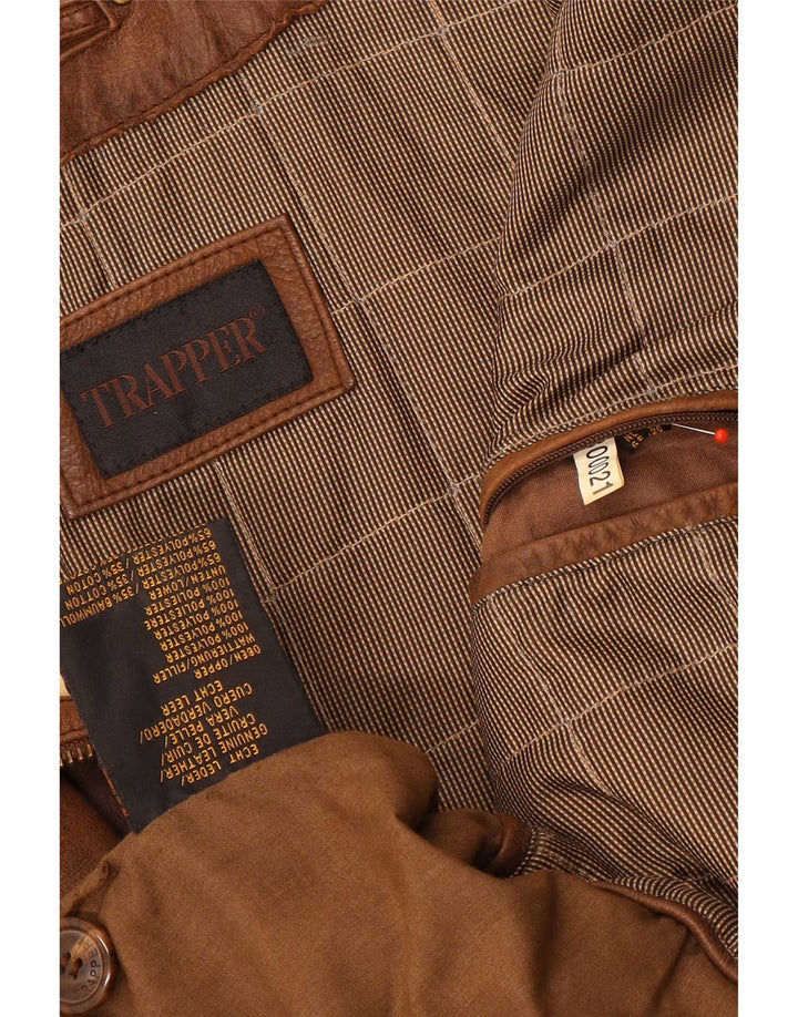 Trapper Chaqueta de cuero para hombre UK 50 5XL Marrón