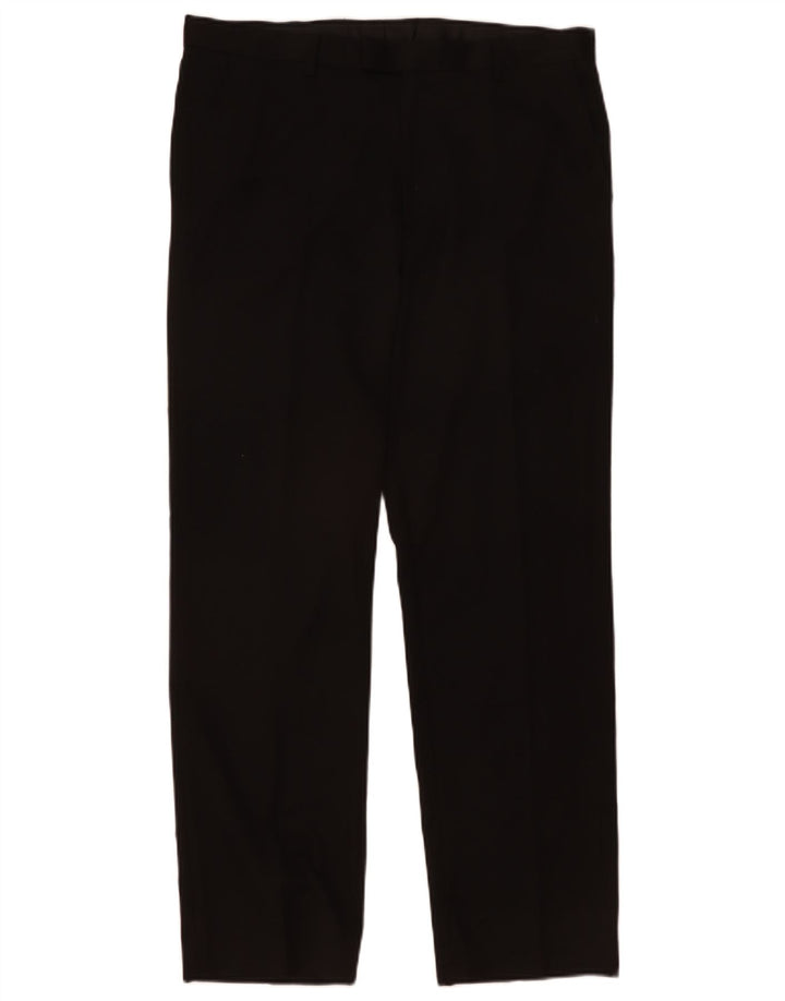 Marks & Spencer Pantalón de traje regular para hombre W36 L25 Poliéster negro