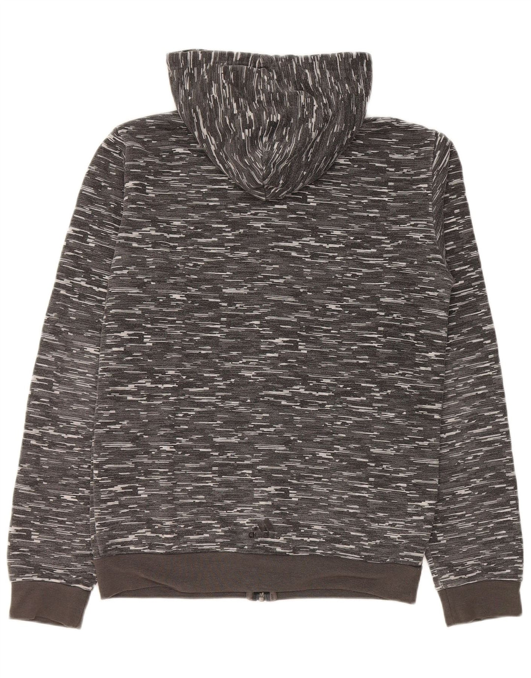 Adidas Sudadera con capucha y cremallera gráfica para hombre, poliéster moteado gris pequeño