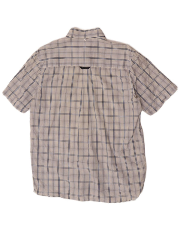Fred Perry Camisa De Manga Corta Para Hombre De Algodón A Cuadros Blanco Grande