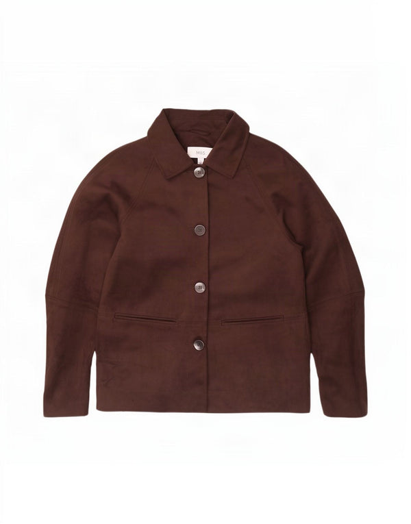 Marks & Spencer Chaqueta tipo blazer de 4 botones para mujer UK 10 Small Marrón Poliéster