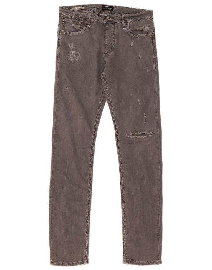 Jack & Jones Hombre GLENN Vaqueros ajustados desgastados W31 L32 Algodón gris
