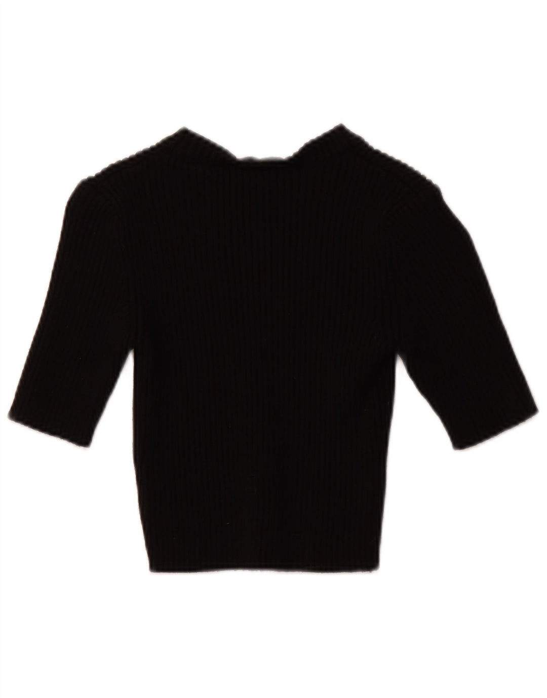 ZARA Jersey corto con cuello barco y manga 3/4 para mujer, talla 40, color negro